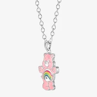 Cheer Bear Womens Crystal Pure Silver Over Brass 16 Inch Pendant Necklace
