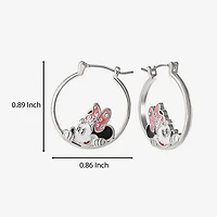 Disney Classics Womens Crystal 22.8mm Bow Minnie Mouse Hoop Earrings