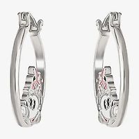 Disney Classics Womens Crystal 22.8mm Bow Minnie Mouse Hoop Earrings