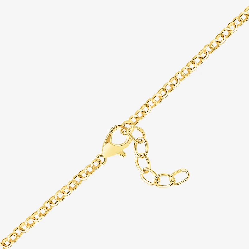 Disney Classics Womens Crystal 18K Gold Over Brass Flower Lilo & Stitch Charm Bracelet