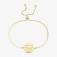Sparkle Allure Zodiac Coin Womens Crystal 14K Gold Over Brass Round Bolo Bracelet