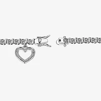Sparkle Allure Womens Natural Diamond Accent Pure Silver Over Bronze Heart 7.25 Inch Tennis Bracelet