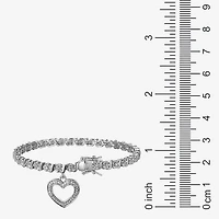Sparkle Allure Womens Natural Diamond Accent Pure Silver Over Bronze Heart 7.25 Inch Tennis Bracelet