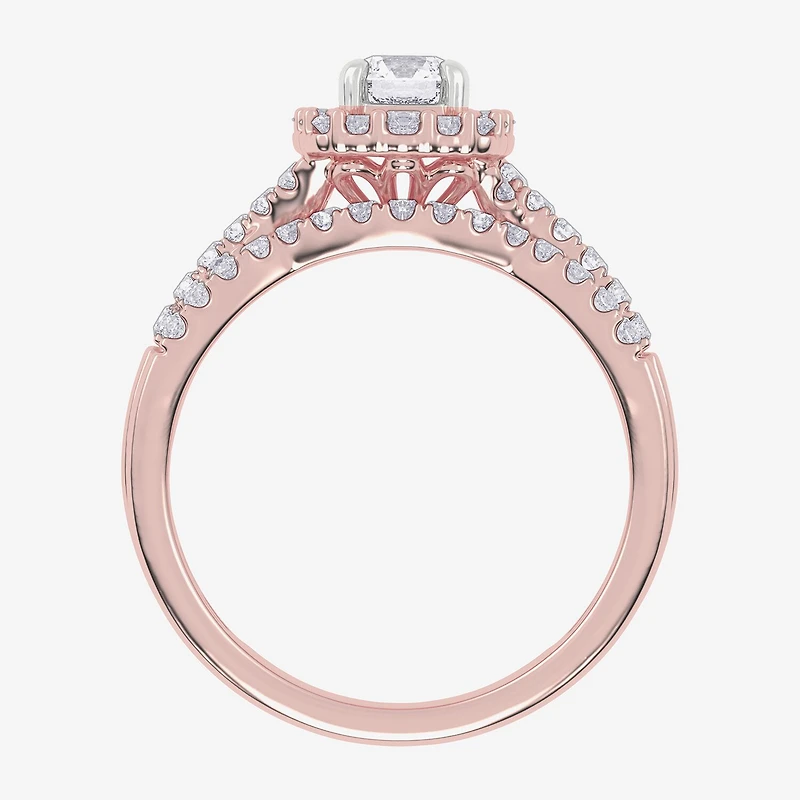 Signature By Modern Bride (G-H / Si1-Si2) Womens 7/8 CT. T.W. Lab Grown White Diamond 10K Gold Side Stone Halo Bridal Set