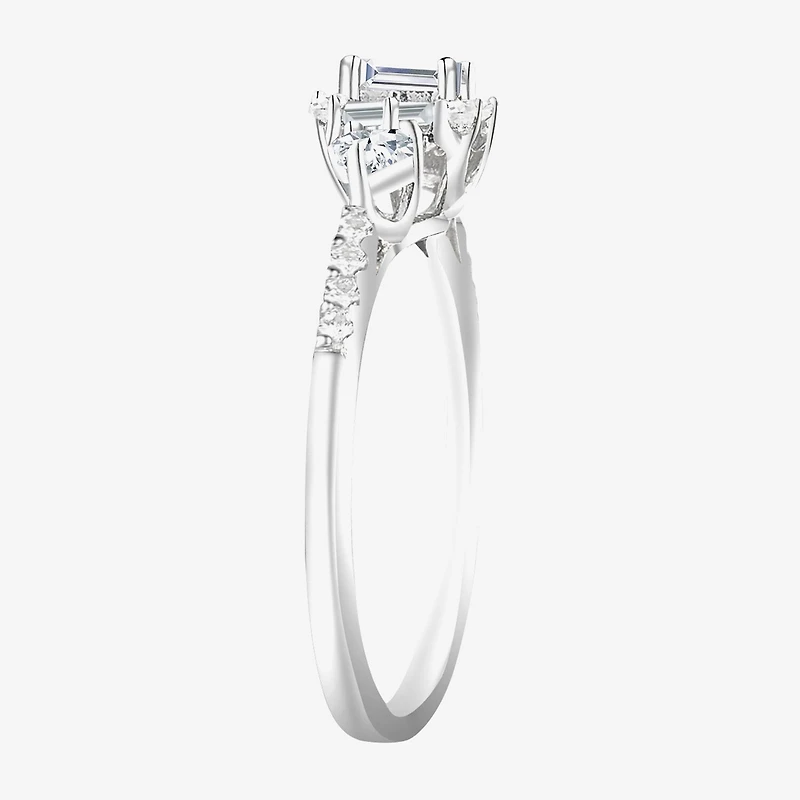 Love Lives Forever (G-H / Vs2-Si1) Womens 3/4 CT. T.W. Lab Grown White Diamond 10K Gold Side Stone 3-Stone Engagement Ring