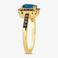 Le Vian® Ring featuring Deep Sea Blue Topaz™ Chocolate Diamonds® Nude Diamonds™ set 14K Honey Gold™