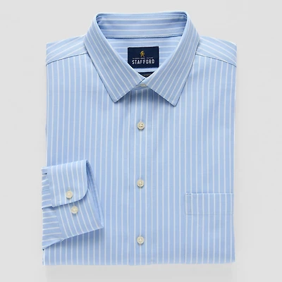 Stafford Premium Mens Regular Fit STRETCH FABRIC Wrinkle Free Long Sleeve Dress Shirt