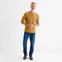 St. John's Bay Dexterity Mens Easy-on + Easy-off Sensory Friendly Henley Neck Long Sleeve Adaptive Classic Fit Thermal Top