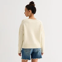 Arizona Juniors Womens V Neck Long Sleeve Pullover Sweater