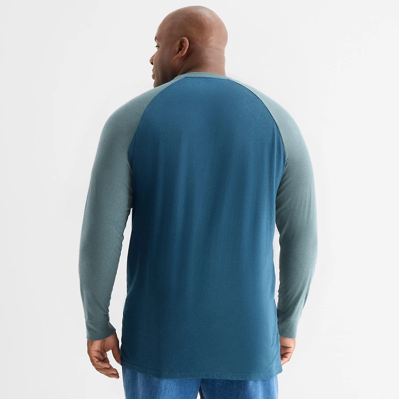 mutual weave Baseball Mens Crew Neck Long Sleeve Big and Tall T-Shirt