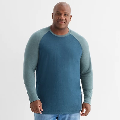 mutual weave Baseball Mens Crew Neck Long Sleeve Big and Tall T-Shirt