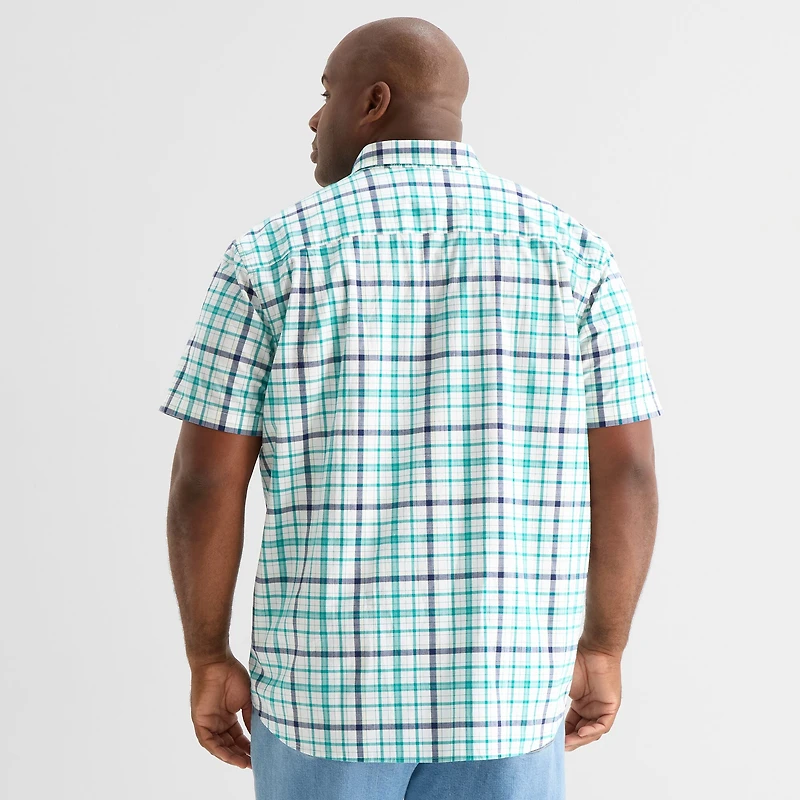 St. John's Bay Everyday Stretch Mens Short Sleeve Classic Fit Big and Tall Button-Down Shirt