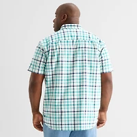St. John's Bay Everyday Stretch Mens Short Sleeve Classic Fit Big and Tall Button-Down Shirt