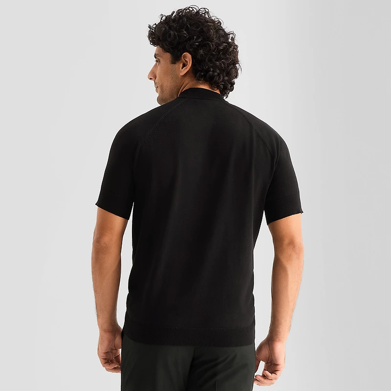 J. Ferrar Mens Mock Neck Short Sleeve Pullover Sweater