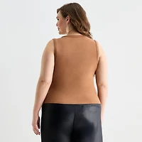Ashley Graham Womens Plus U Neck Sleeveless Tank Top