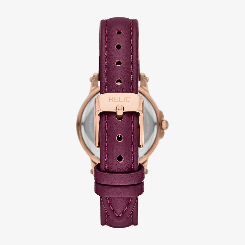Relic By Fossil Matilda Womens Rose Goldtone Leather Strap Watch Zr37306