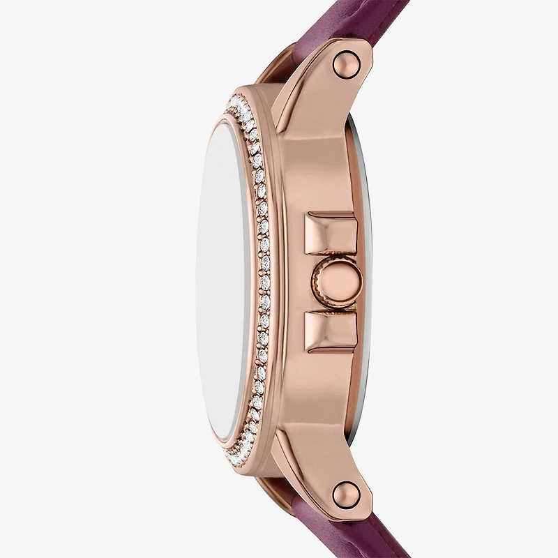 Relic By Fossil Matilda Womens Rose Goldtone Leather Strap Watch Zr37306