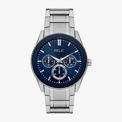 Relic By Fossil Rylan Mens Silver Tone Stainless Steel Bracelet Watch Zr77344