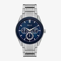 Relic By Fossil Rylan Mens Silver Tone Stainless Steel Bracelet Watch Zr77344