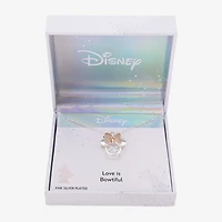 Disney Classics Womens Cubic Zirconia 14k Rose Gold Over Brass Pure Silver Over Brass Bow 18 Inch Pendant Necklace