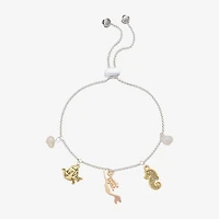 Disney Classics Womens Crystal 10K Gold Over Brass 14k Rose Gold Over Brass Ariel Princess The Little Mermaid Charm Bracelet