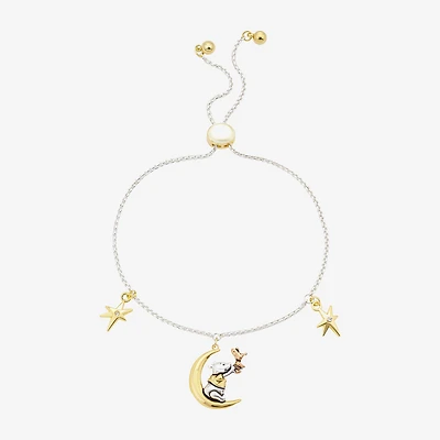 Disney Classics Womens Cubic Zirconia 10K Gold Over Brass 14k Rose Gold Over Brass Moon Star Winnie The Pooh Charm Bracelet