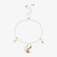 Disney Classics Womens Cubic Zirconia 10K Gold Over Brass 14k Rose Gold Over Brass Moon Star Winnie The Pooh Charm Bracelet