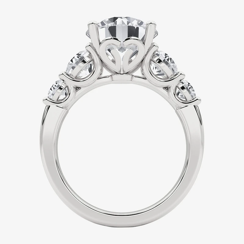 Grown Gorgeous (F, Vs2) Womens 4 7/8 Ct. T.W. Lab White Diamond 14K Gold or Platinum Round Side Stone 5-Stone Engagement Ring