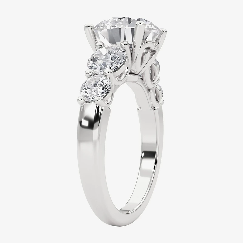 Grown Gorgeous (F, Vs2) Womens 4 7/8 Ct. T.W. Lab White Diamond 14K Gold or Platinum Round Side Stone 5-Stone Engagement Ring