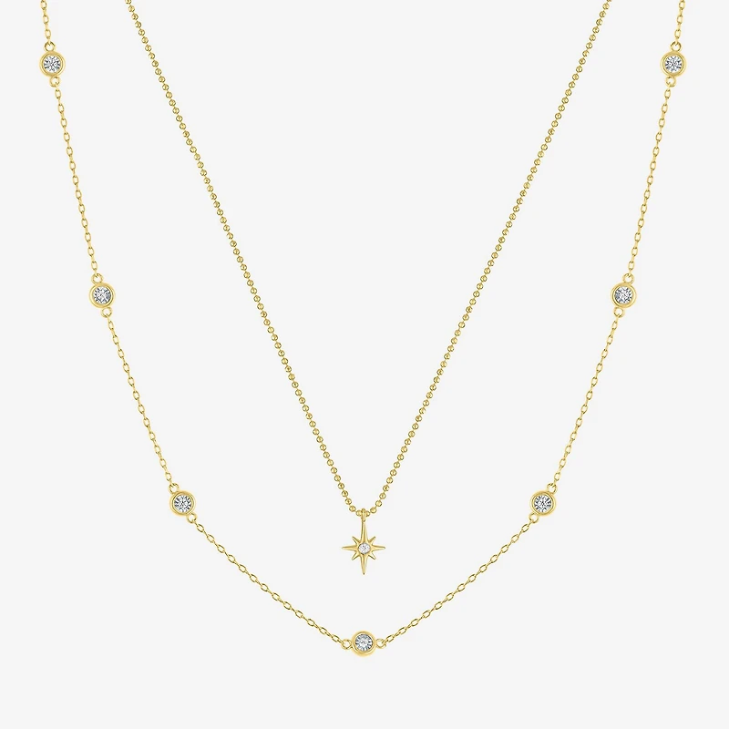 (G-H, Si2-I1) Womens 1/8 CT. T.W. Lab Grown White Diamond Star 2-pc. Pendant Necklace Set