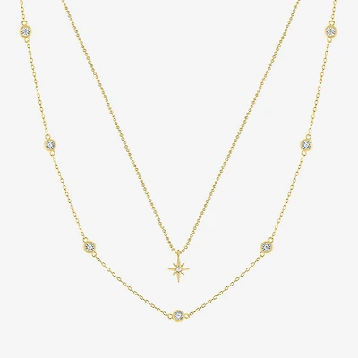 (G-H, Si2-I1) Womens 1/8 CT. T.W. Lab Grown White Diamond Star 2-pc. Pendant Necklace Set
