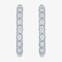 (G-H, Si2-I1) Womens 1/10 CT. T.W. Lab Grown White Diamond Sterling Silver 15.5mm Hoop Earrings