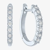 (G-H, Si2-I1) Womens 1/10 CT. T.W. Lab Grown White Diamond Sterling Silver 15.5mm Hoop Earrings