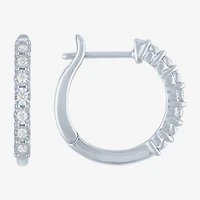 (G-H, Si2-I1) Womens 1/10 CT. T.W. Lab Grown White Diamond Sterling Silver 15.5mm Hoop Earrings