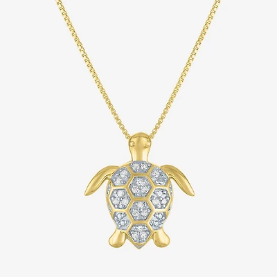 Turtle (G-H, Si2-I1) Womens 1/10 CT. T.W. Lab Grown White Diamond 14K Gold Over Silver 18 Inch Pendant Necklace