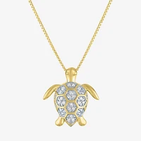 Turtle (G-H, Si2-I1) Womens 1/10 CT. T.W. Lab Grown White Diamond 14K Gold Over Silver 18 Inch Pendant Necklace