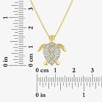 Turtle (G-H, Si2-I1) Womens 1/10 CT. T.W. Lab Grown White Diamond 14K Gold Over Silver 18 Inch Pendant Necklace