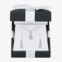 (G-H, Si2-I1) Womens 1/10 CT. T.W. Lab Grown White Diamond 14K Rose Gold Over Silver Jewelry Set