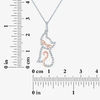 Cat (G-H, Si2-I1) Womens 1/10 CT. T.W. Lab Grown White Diamond 14K Two Tone Gold Over Silver 18 Inch Pendant Necklace