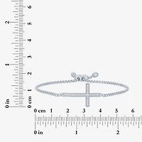 Cross (G-H,Si2-I1) Womens Diamond Accent Lab Grown White Diamond Sterling Silver Cross Bolo Bracelet