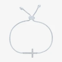 Cross (G-H,Si2-I1) Womens Diamond Accent Lab Grown White Diamond Sterling Silver Cross Bolo Bracelet