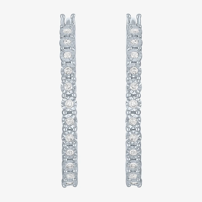 (G-H, Si2-I1) Womens 1/4 CT. T.W. Lab Grown White Diamond Sterling Silver 26mm Round Hoop Earrings