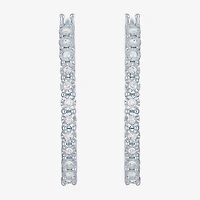 (G-H, Si2-I1) Womens 1/4 CT. T.W. Lab Grown White Diamond Sterling Silver 26mm Round Hoop Earrings