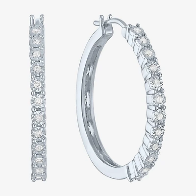 (G-H, Si2-I1) Womens 1/4 CT. T.W. Lab Grown White Diamond Sterling Silver 26mm Round Hoop Earrings