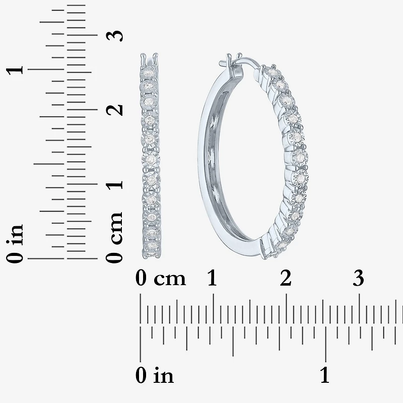 (G-H, Si2-I1) Womens 1/4 CT. T.W. Lab Grown White Diamond Sterling Silver 26mm Round Hoop Earrings