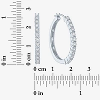 (G-H, Si2-I1) Womens 1/4 CT. T.W. Lab Grown White Diamond Sterling Silver 26mm Round Hoop Earrings