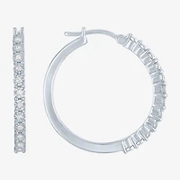 (G-H, Si2-I1) Womens 1/4 CT. T.W. Lab Grown White Diamond Sterling Silver 26mm Round Hoop Earrings