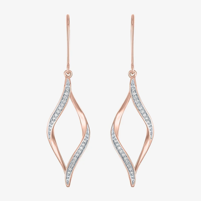 (G-H, Si2-I1) Womens 1/10 CT. T.W. Lab Grown White Diamond 14K Gold Over Silver Drop Earrings