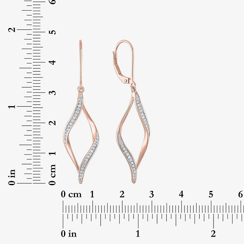 (G-H, Si2-I1) Womens 1/10 CT. T.W. Lab Grown White Diamond 14K Gold Over Silver Drop Earrings