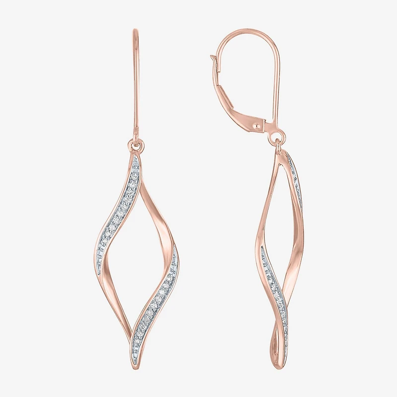(G-H, Si2-I1) Womens 1/10 CT. T.W. Lab Grown White Diamond 14K Gold Over Silver Drop Earrings
